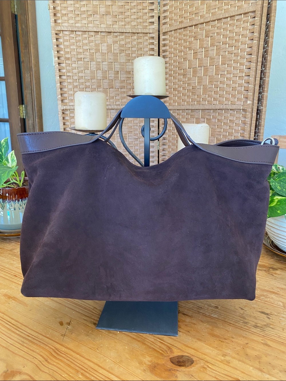 Gorgeous ! Chocolate brown suede tote!